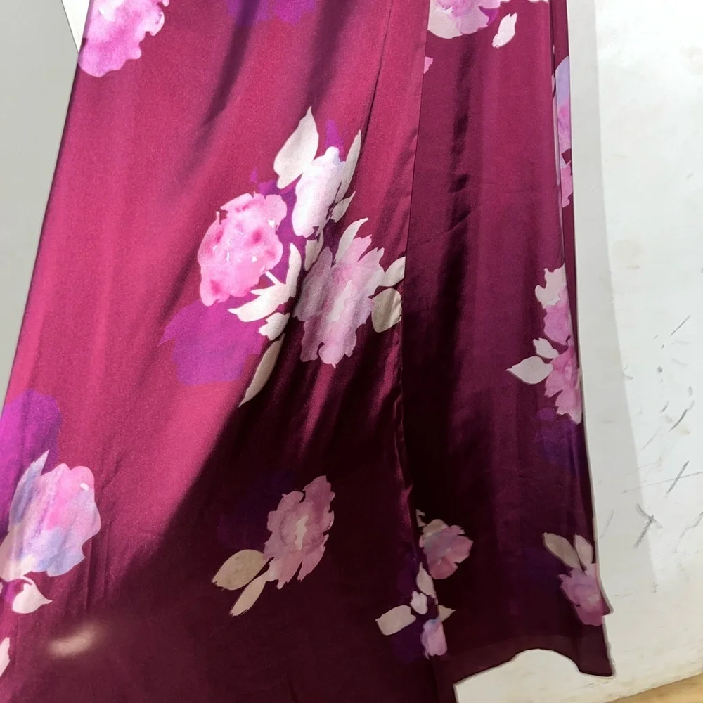 NWT David's Bridal Plum Floral Halter Maxi Dress - Picture 5 of 6